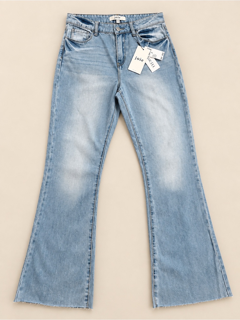 NWT Joie High Rise Flare Jeans Light Wash Raw Hem Size 6